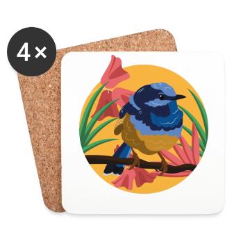 Sifflet d'oiseau Flying Birds Fun Funny Gift - Dessous de verre (lot de 4) - blanc - Devant