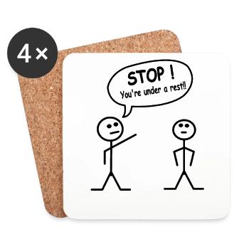 Stick figure line art meme sayings - Coasters (set of 4) - white - Front