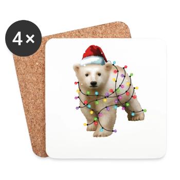 Christmas Polar Bear - Funny Xmas Cute Animal Gift - Coasters (set of 4) - white - Front