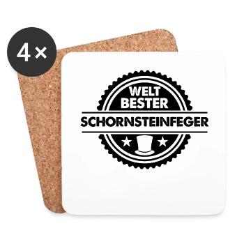 Welt bester Schornsteinfeger Glücksbringer - Untersetzer (4er-Set) - Weiß - Vorne