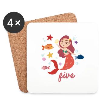 5ème anniversaire sirène sous la princesse de l'eau - Dessous de verre (lot de 4) - blanc - Devant