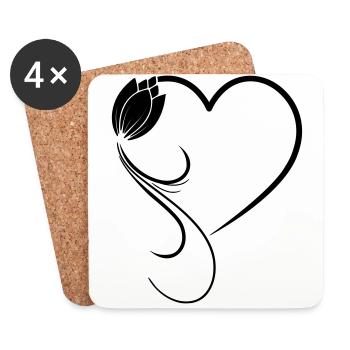 Heart flower tulip frame - Coasters (set of 4) - white - Front