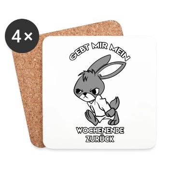 Wütende Hase will sein Wochenende zurück - Untersetzer (4er-Set) - Weiß - Vorne