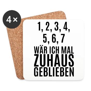 Lustiger Spruch Zahlen Geschenk zuhause Reim dark - Untersetzer (4er-Set) - Weiß - Vorne