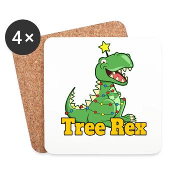 Cute Christmas dinosaur pajamas with little sweet - Coasters (set of 4) - white - Front