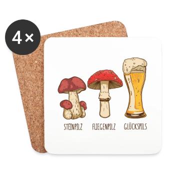 Pilzkunde Fliegenpilz Steinpilz mykologie - Untersetzer (4er-Set) - Weiß - Vorne