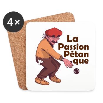 Français La Passion Pétanque Jeu de Pétanque Boule - Dessous de verre (lot de 4) - blanc - Devant