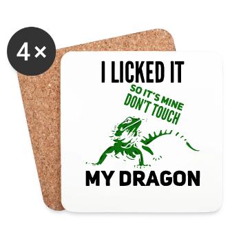 Lézard DRAGON BARBE Je l'ai léché Ne touchez pas - Dessous de verre (lot de 4) - blanc - Devant