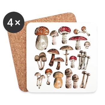 Mushrooms Shirt Mushroom Pickers Gift Collecting Mushroom Count - Coasters (set of 4) - white - Front