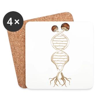 Mushroom DNA Shirt Psychedelic Trippy LSD Mushrooms - Coasters (set of 4) - white - Front