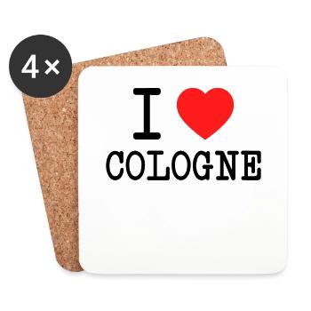 I Love Cologne I love Cologne Fan de carnaval de Cologne - Dessous de verre (lot de 4) - blanc - Devant