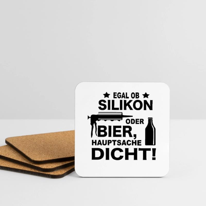 Handwerker Witze Silikon oder Bier Meme Geschenk Untersetzer (4er-Set)