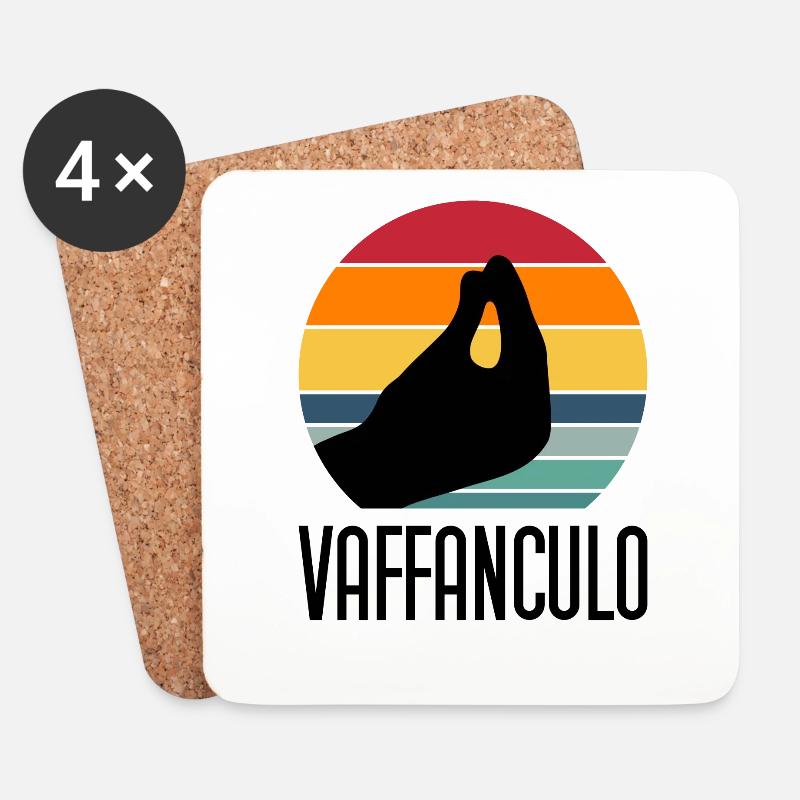 Vaffanculo italienischer Spruch ü Italien Geschenk - Untersetzer (4er-Set) - Weiß