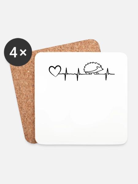 Hedgehog Heartbeat Heartbeat Stingray ECG - Coasters (set of 4) - white