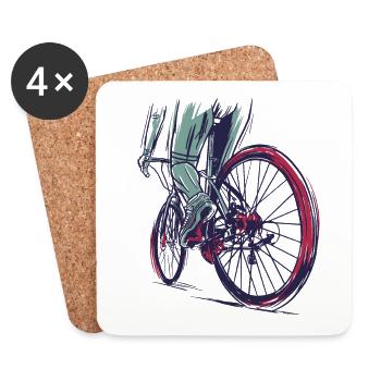 Racing bike sprinter racing cycling - Coasters (set of 4) - white - Front
