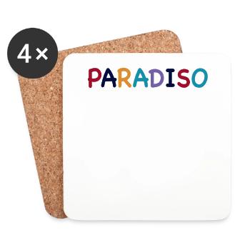 Paradiso Schriftzug Sommer Surfer Travel Campen - Untersetzer (4er-Set) - Weiß - Vorne