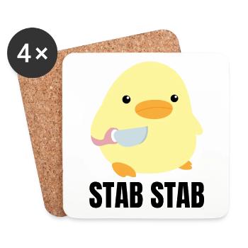 Rod duck with knife meme chick goose gift idea - Coasters (set of 4) - white - Front