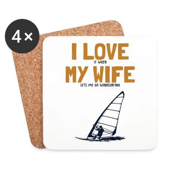 I love my Wife Windsurfing Wellenreiter Surfer - Untersetzer (4er-Set) - Weiß - Vorne