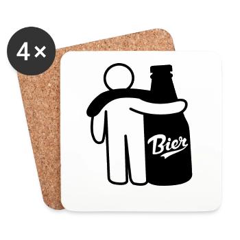 Beer bottle stick figure beer friends beer mate - Coasters (set of 4) - white - Front