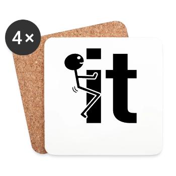 Idée cadeau Fuck It Stick Figure - Dessous de verre (lot de 4) - blanc - Devant