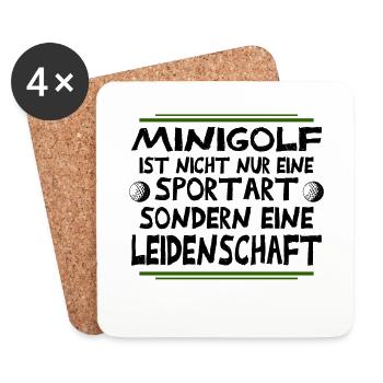 Minigolf Leidenschaft - Untersetzer (4er-Set) - Weiß - Vorne