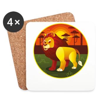 Lion Design Big Cat Big Cat Cat Fun Gift - Coasters (set of 4) - white - Front