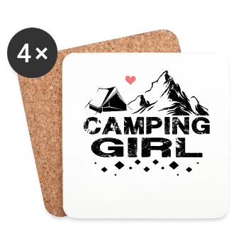Camping Girl Design - Untersetzer (4er-Set) - Weiß - Vorne
