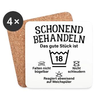Schonend Behandeln Achtzehn Geschenk 18 Geburtstag - Untersetzer (4er-Set) - Weiß - Vorne