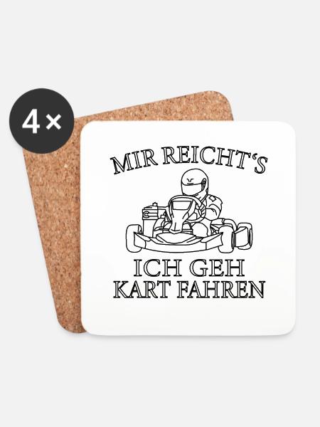 Gokart fahren - Untersetzer (4er-Set) - Weiß