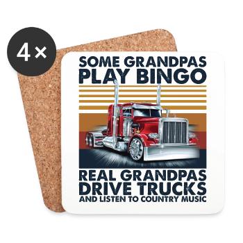Some Grandpas Play Bingo Real Grandpas Drive Truck - Coasters (set of 4) - white - Front