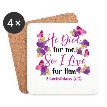 Christian bible verset fleur papillon - Dessous de verre (lot de 4) - blanc - Devant