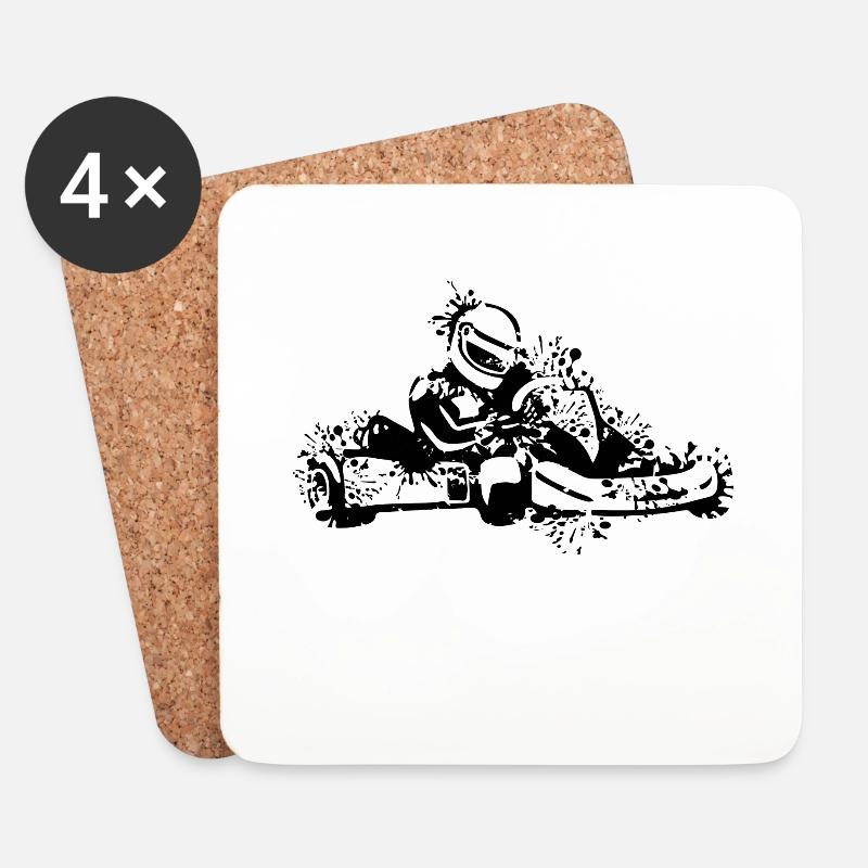 Gokart Design - Untersetzer (4er-Set) - Weiß