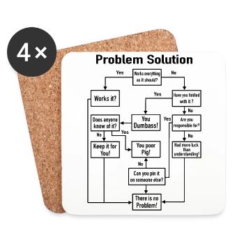 Problème-solution processus de diagramme de bureau de travail blague - Dessous de verre (lot de 4) - blanc - Devant