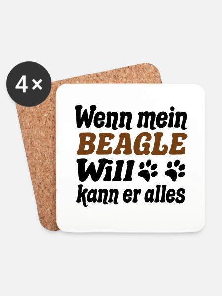Beagle - Untersetzer (4er-Set) - Weiß