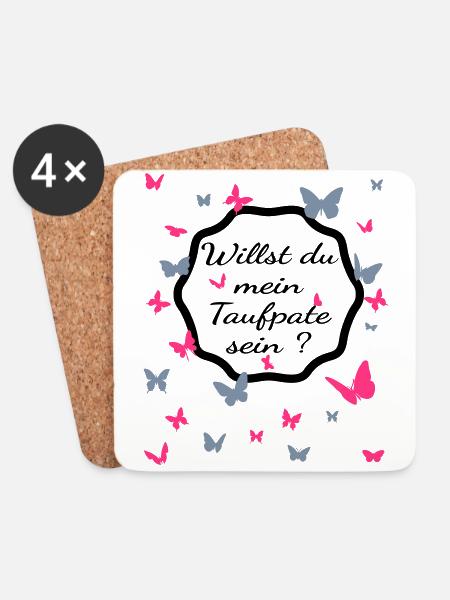 Willst du mein Taufpate sein ? - Taufpate werden - Untersetzer (4er-Set) - Weiß