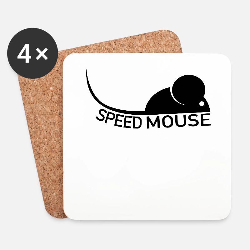Schnelle Maus Rennmaus - Speed Mouse - Untersetzer (4er-Set) - Weiß