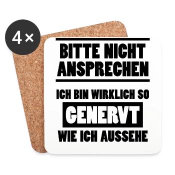 Nicht Ansprechen Genervt Lustiger Spruch Geschenk - Untersetzer (4er-Set) - Weiß - Vorne