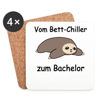 Uni Bachelor Abschluss Studenten Faultier Geschenk - Untersetzer (4er-Set) - Weiß - Vorne