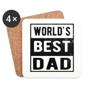 World’s best papa - Dessous de verre (lot de 4) - blanc - Devant