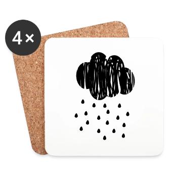 Nuage de pluie - Dessous de verre (lot de 4) - blanc - Devant