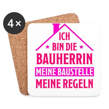 Bauherrin Geschenk Lustiger Spruch Hausbau Bauherr - Untersetzer (4er-Set) - Weiß - Vorne