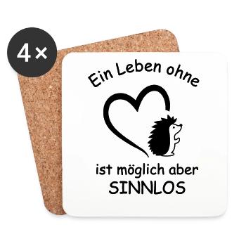 Igel Spruch Herz Stacheltier Stacheligel Geschenk - Untersetzer (4er-Set) - Weiß - Vorne