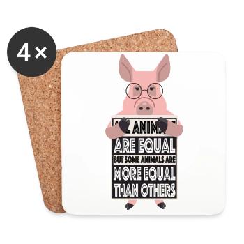 All animals are equal Some animals are equal - Coasters (set of 4) - white - Front