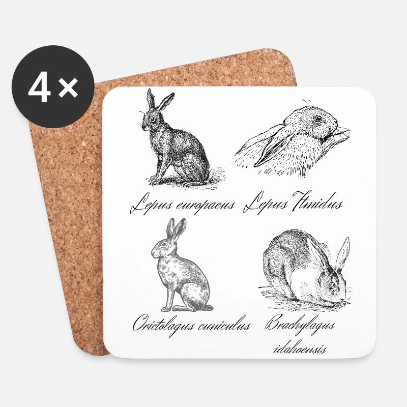 Vintage Hasen Feldhase hare rabbit - Untersetzer (4er-Set) - Weiß