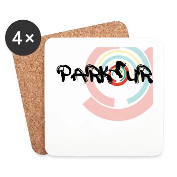 Parkour, Freerunning Backflip Freestyly Akrobatic - Dessous de verre (lot de 4) - blanc - Devant