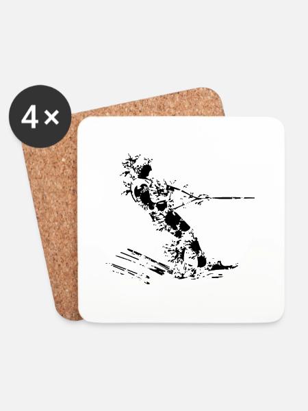 Wasserski Design - Untersetzer (4er-Set) - Weiß