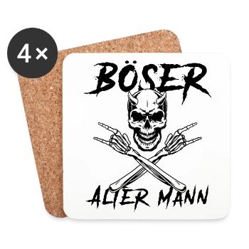 Böser alter Mann Totenkopf mit Hörnern - Untersetzer (4er-Set) - Weiß - Vorne