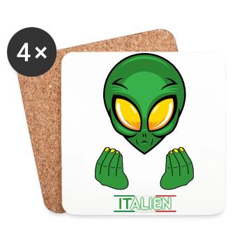 Italy Alien, Italian,Italy, Holiday, Funny - Coasters (set of 4) - white - Front