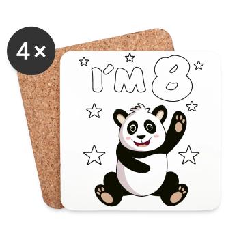 8 Years Panda Child's Birthday Panda Bears Gift - Coasters (set of 4) - white - Front