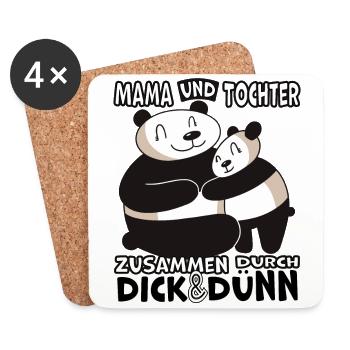 Mama und Tochter durch dick & dünn Panda - Untersetzer (4er-Set) - Weiß - Vorne